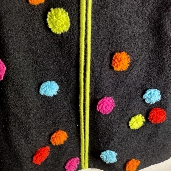 Design Options by Philip and Jane Gordon wool pom pom full zip cardigan sz M - Picture 4 of 9